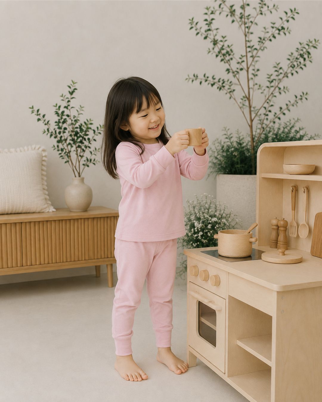 Peach Cloud Crew Neck Pajamas